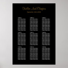 90 einfache schwarze Hochzeitstabelle Poster