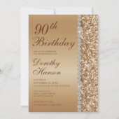 90. Elegant Gold zum Geburtstag Einladung (Vorderseite)