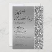 90. Elegant Silver Birthday Einladung (Vorderseite)
