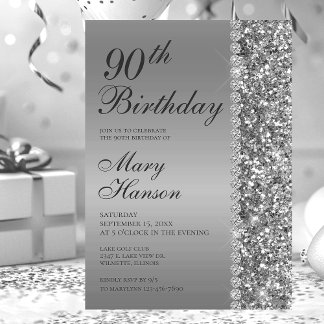 90. Elegant Silver Birthday Einladung