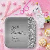 90. Elegant Silver Birthday Pappteller (Party)