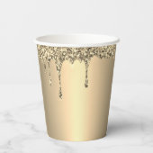 90. Elegante goldene Geburtstagsfeier Pappbecher (Rückseite)