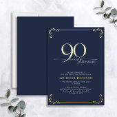 90 & Fabulous Blue & Gold Calligraphie Geburtstag Folieneinladung