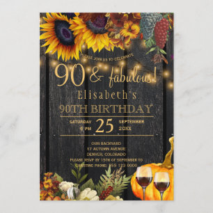 90 fantastische Jahre Herbst ländliche Ernte Einladung