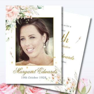 90. Flora Rose Gold Elegantes Foto Geburtstag Einladung