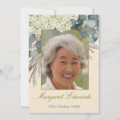 90. Floral Neutrale Creme Elegantes Foto Geburtsta Einladung (Rückseite)