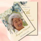 90. Floral Neutrale Creme Elegantes Foto Geburtsta Einladung