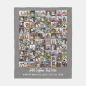 90-Foto-Collage-Raster mit Text - grau Fleecedecke (Vorderseite)
