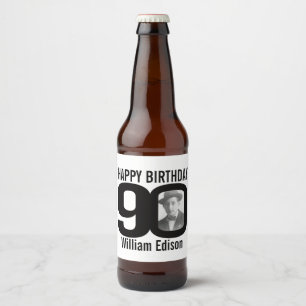 90. Foto-Namenaufkleber des Geburtstages Bierflaschenetikett
