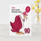 90. Funny Birthday Pink Buzzard mit Namen Karte (Gelbe Blume)