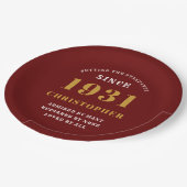 90. Geburtstag 1931 Rote Liebe Personalisiert Pappteller (Schrägansicht)