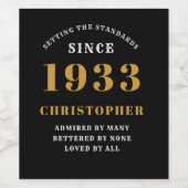 90. Geburtstag 1933 Schwarzes Gold Retro Weinetikett (Einzelnes Label)