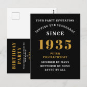 90. Geburtstag 1935 Black Gold Postkarte (Vorne/Hinten)