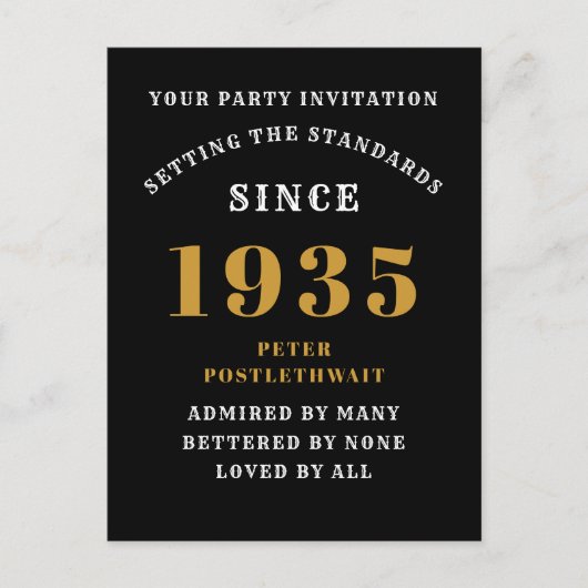 90. Geburtstag 1935 Black Gold Postkarte (Vorderseite)