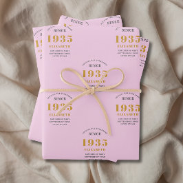 90. Geburtstag 1935 Name Rosa Grau hinzufügen Geschenkpapier Set