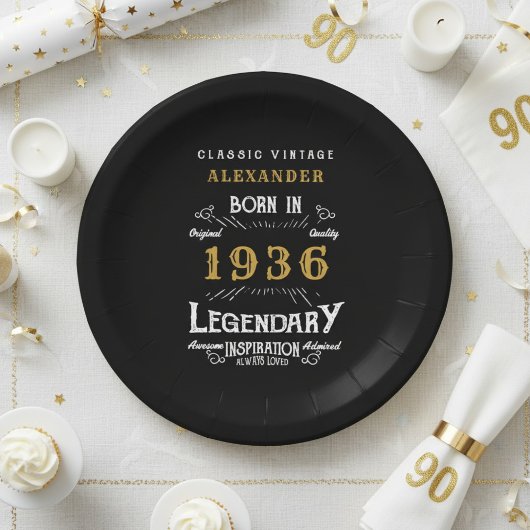 90. Geburtstag 1936 Legendäre Retro Pappteller