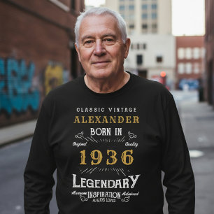 90. Geburtstag 1936 Namen hinzufügen Schwarz Gold T-Shirt