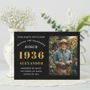 90. Geburtstag 1936 Personalisiertes Schwarz-Gold- Einladung
