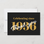 90. Geburtstag 1936 Retro Schwarz und Gold Dankeskarte (Rückseite)