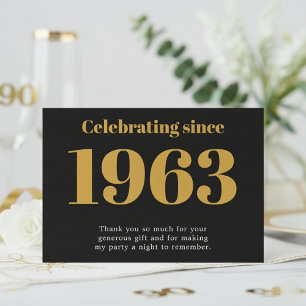 90. Geburtstag 1936 Retro Schwarz und Gold Dankeskarte