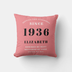 90. Geburtstag 1936 Rosa Weiblich Elegant Chic Kissen