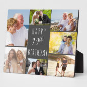 90. Geburtstag 7 Foto Collage Dunkelgrau Fotoplatte (Seite)