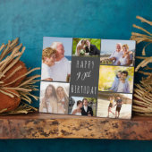 90. Geburtstag 7 Foto Collage Dunkelgrau Fotoplatte (Seite)