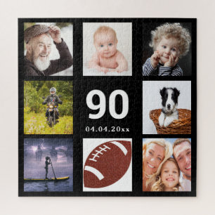 90. Geburtstag 90 Foto Collage Typ Mann schwarz Puzzle