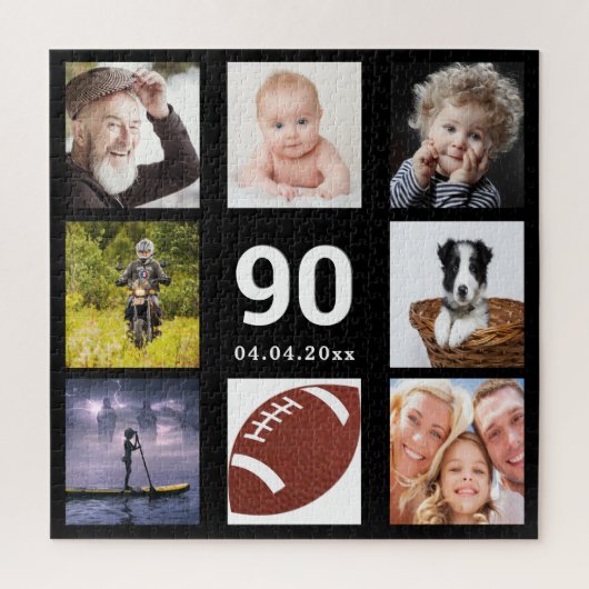 90. Geburtstag 90 Foto Collage Typ Mann schwarz Puzzle (Vertikal)