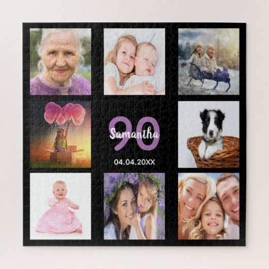 90. Geburtstag 90 Foto schwarze Frau Collage Puzzle (Vertikal)