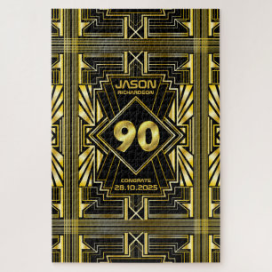 90. Geburtstag Art Deco Gold Black Great Gatsby Puzzle