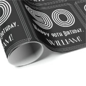 90. Geburtstag: Art Deco Inspiriert Aussehen "90" Geschenkpapier (Rolleneckpunkt)