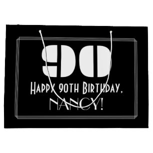 90. Geburtstag ~ Art Deco Inspiriert Look "90" + N Große Geschenktüte