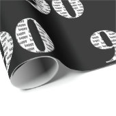 90. Geburtstag auf schwarz Geschenkpapier (Rolleneckpunkt)