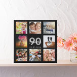90. Geburtstag benutzerdefinierte Foto Collage sch Künstlicher Leinwanddruck<br><div class="desc">Ein einzigartiges 90. Geburtstagsgeschenk oder Sake, das ihr Leben mit einer Collage von 8 deiner Fotos feiert. Fügen Sie Bilder von ihrer Familie, Freunden, Haustieren, Hobbys oder Traumreise Ziel. Personalisieren und fügen Sie einen Namen, Alter 90 und ein Datum. Weiße und graue Buchstaben. Ein schicker schwarzer Hintergrund. Diese Leinwand ist...</div>