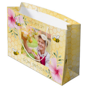 90. Geburtstag Bienen Honigwabenkraut rosa Blume Große Geschenktüte