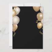 90. Geburtstag Black and Gold Balloons Confetti Einladung (Rückseite)