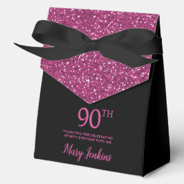 90. Geburtstag Black Hot Pink Glitzer Vielen Dank Geschenkschachtel