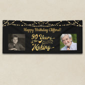 90. Geburtstag Black String Lights Retro Foto Banner