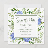 90. Geburtstag Blaue Hortensien Save The Date (Vorderseite)