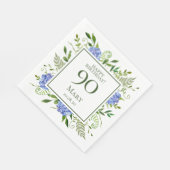 90. Geburtstag Blaue Hortensien Serviette (Ecke)