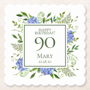90. Geburtstag Blaue Hortensien Untersetzer
