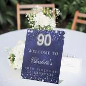 90. Geburtstag blauen Silberstars heißen Party wil Sockelschild