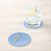 90. Geburtstag blauer Himmel & Silberballon Runder Pappuntersetzer (Vor Ort)