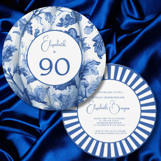 90. Geburtstag Blauer Streifen Einladung