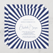 90. Geburtstag Blauer Streifen Stilvoll Einladung (Vorne/Hinten)