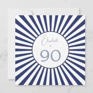 90. Geburtstag Blauer Streifen Stilvoll Einladung
