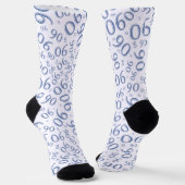 90. Geburtstag Blaues Zufallszahlenmuster 90 Socken (Gewinkelt)