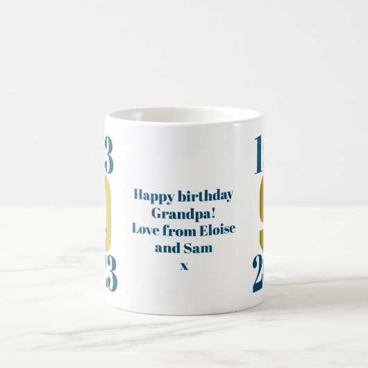 90. Geburtstag Blue Gold Kaffeetasse (Mittel)