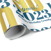 90. Geburtstag Blue Gold Wrapping Paper Geschenkpapier (Rolleneckpunkt)